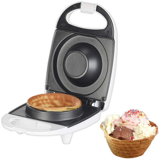 Rosenstein & Söhne Eiswaffel Maker: Waffeleisen für 1 Eiswaffel-Schälchen, antihaft-beschichtet, 520 Watt (Eiswaffeln Waffeleisen, Eisen, Mini)
